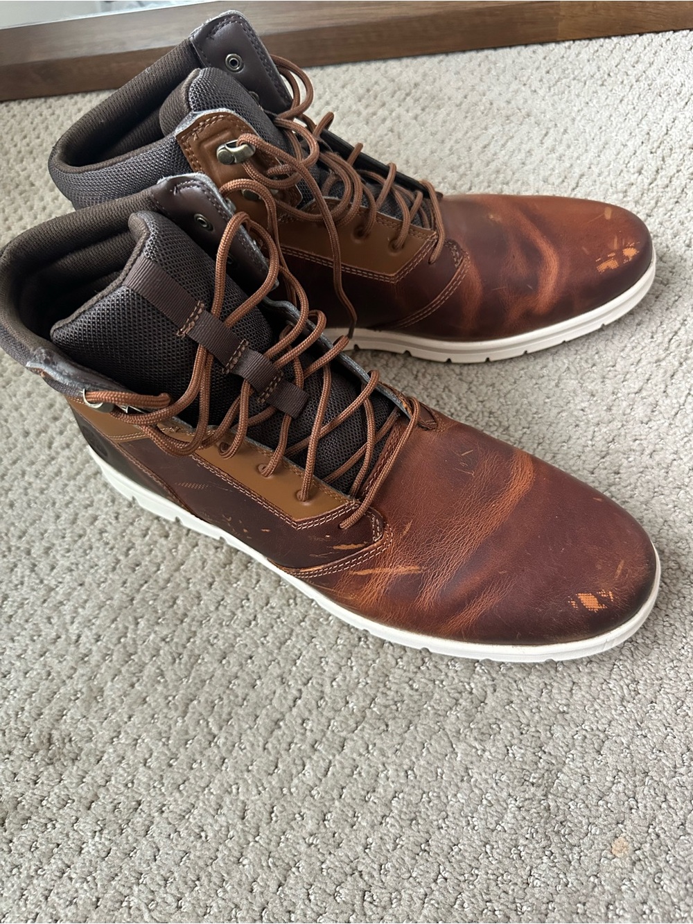 Timberland Brown Leather Chukka Boots with White Outsole